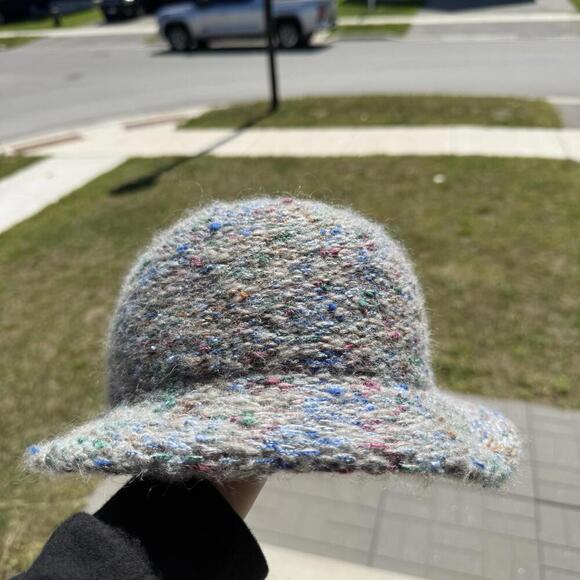 Eaton Italy Wool Blend Bucket Hat Multicolor Speckled Knit Retro Winter Cap - Picture 2 of 7